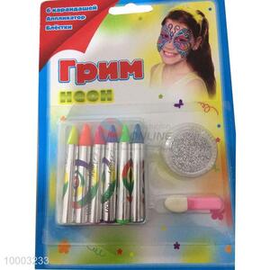 Six Small Tip Crayon Shaped Face Paint With Glitter Powder