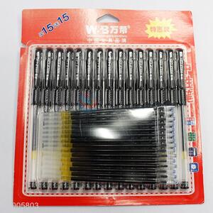 (0.5mm) Black Ink Gel Pens Set of 15pcs With 15pcs Gel Ink Pen Refills