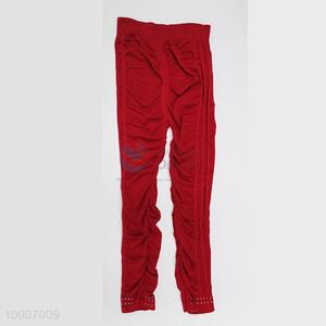 Wholesale Red Ninth Pants With Decoration Diamond