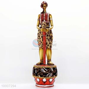 African Pretty Drum Girl Resin Ornament