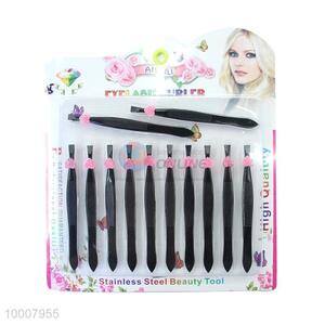 Wholesale Black Eye-brow Stainless Steel Tweezer With Heart Decoration