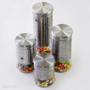 Hot Selling 4PCS Glass Seal Pot/Bottle With Stainless Steel Cover