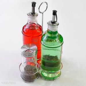 Wholesale 2PCS Oil Glass Bottle And 1PCS Condiment Glass Cruet/Kitchenware