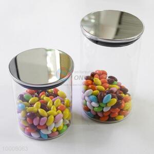 Wholesale White Round Glass Candy Seal Pot/Bottle With Stainless Steel Cover