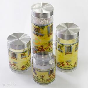 Wholesale High Quality 4PCS Yellow Glass Decorated