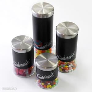 Wholesale High Quality 4PCS Black Stainless Steel Seal Pot/Bottle