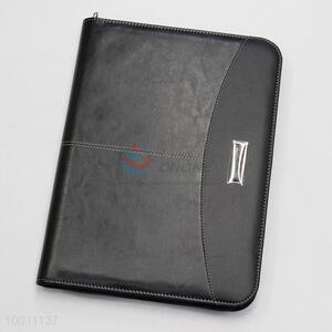 Black portable leather commercial notebook with calculator