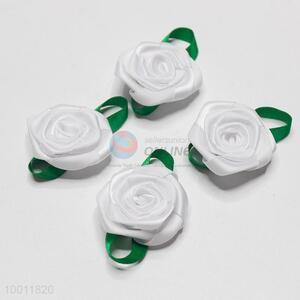 Garment accessory/satin rose flower with leaf