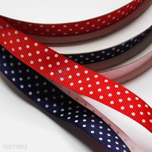 Dot printed grosgrain ribbon