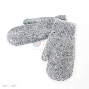 Fashion Warmer Solid Color Gray Thicken Comfortable Rabbit Hair Gloves