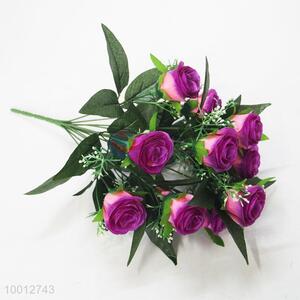 Wholesale 12 Pieces Purple Rose Artificial Flower For Decoration