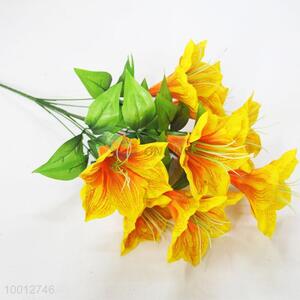 Wholesale 9 Pieces Yellow Lily Artificial Flower For Decoration