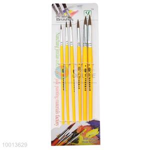 Wholesale 6 Pieces Yellow Handle Drawing Pen/Artist Brush Set