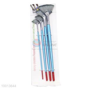 Wholesale 4Pieces Blue Handle Drawing Pen/Artist Brush With Fan-shaped Brush