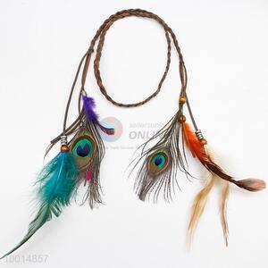 Vintage Faux Peacock Feather Long Braid for Hair Decoration Hair Accessories