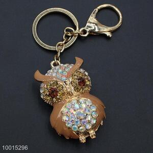 Rhinestone owl key ring