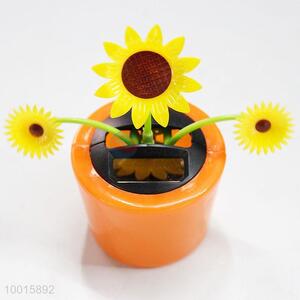 Orange pot solar power yellow sunflowers dancing toys