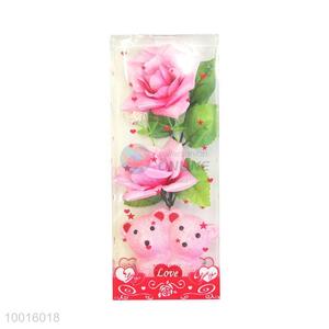 Wholesale Pink Monthly Rose Artificial Flower with Bears