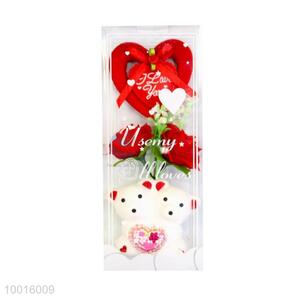 Wholesale Rose Artificial Flower with White Heart&Bear For Wedding