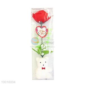 Wholesale Rose Artificial Flower with White Bear For Wedding