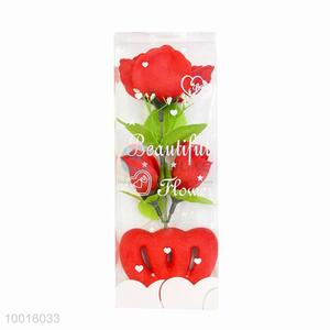 Wholesale Gift Rose Artificial Flower with Red Heart