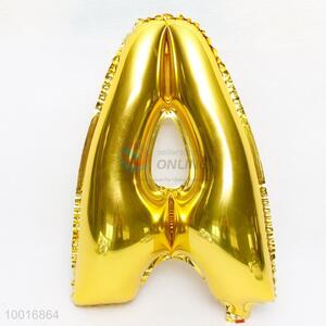 Letter A shaped gold foil balloon