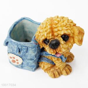 Cute Teddy Resin Dog Model Pen Holder with Backpack