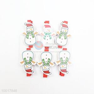 Hot Sale New Products New Style Christmas Wood Clips With Cartoon Snow Man