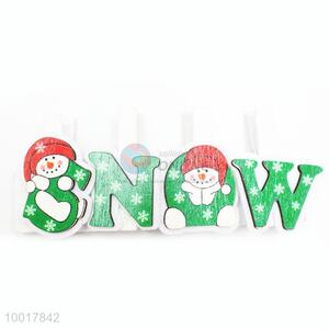 Hot Sale New Products New Style Christmas Wood Clips With Cartoon Letter SNOW