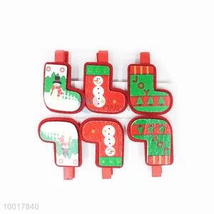 Wholesale Christmas Decoration Crafts Wood Clips with Red/Green/White Chrismas Stockings Shape