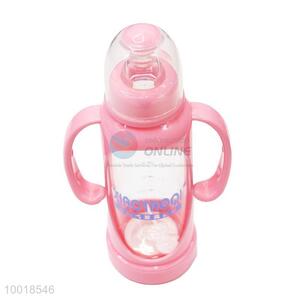 Pink Glass Baby Feeding-bottle with Handle