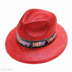 Happy New Year Red Party Top Hat Glitter