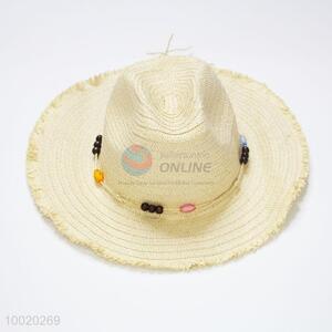 White Fashion Cowboy Style Straw Hat