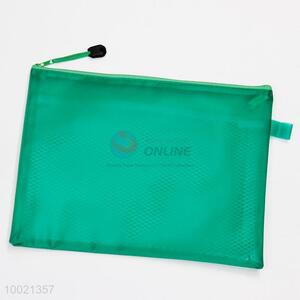 A5 Green Mesh Zipper Plastic Document Bag