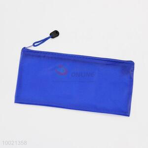 B6 Blue Mesh Zipper Plastic Document Bag