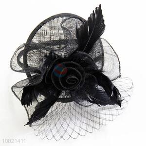 Wholesale mesh hat black feather fascinator hairbands for sale