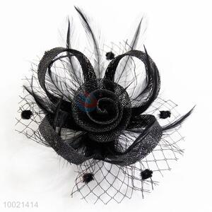 Hot Sale Black Mesh Flax Feather Fascinate Hat Hair Clip