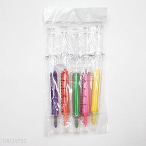Syringe Shape 5 Pieces Highlighter Pens Brilliant Color Leery Brand