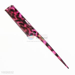 Red Leopard Pattern Plastic Hair Comb with Handle