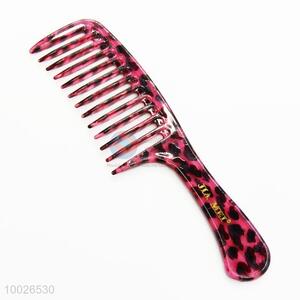 Leopard Pattern Plastic Hair Comb with Handle