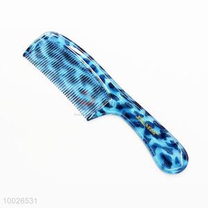 Blue Leopard Pattern Plastic Hair Comb with Handle