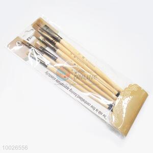 Flat Head Wooden Paintbrushes Set of 6pcs