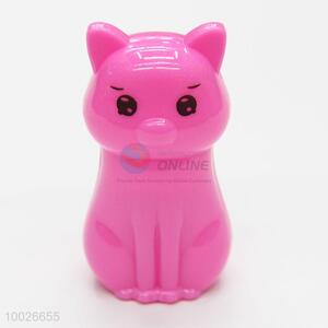 Hot pink cat shaped cartoon animal pencil sharpener