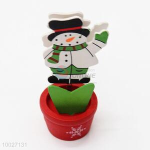 Snowman shaped winter wood card holders for home decoration