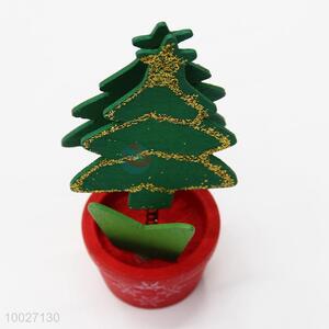 Hot sale green christmas trees shaped wood craft card holders