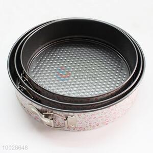 3pcs/set printing pattern round cake mould pan with buckle