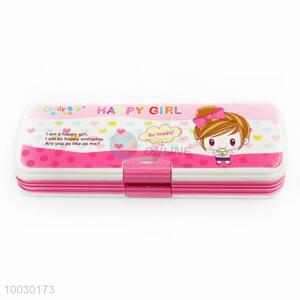 Hot Selling Rose Red Plastic Pencil Box for Children