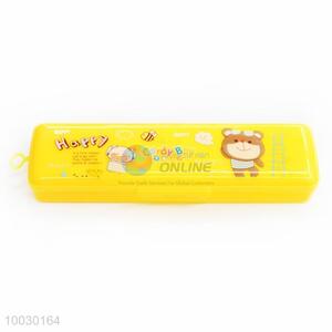 High Quality Cartoon Yellow Transparent Plastic Pencil Box