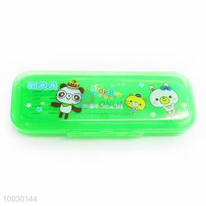 Cartoon Animals Transparent Green Plastic Pencil Box