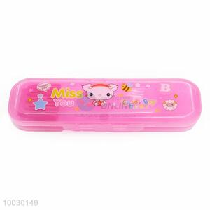Lovely Cats Transparent Pink Plastic Pencil Box